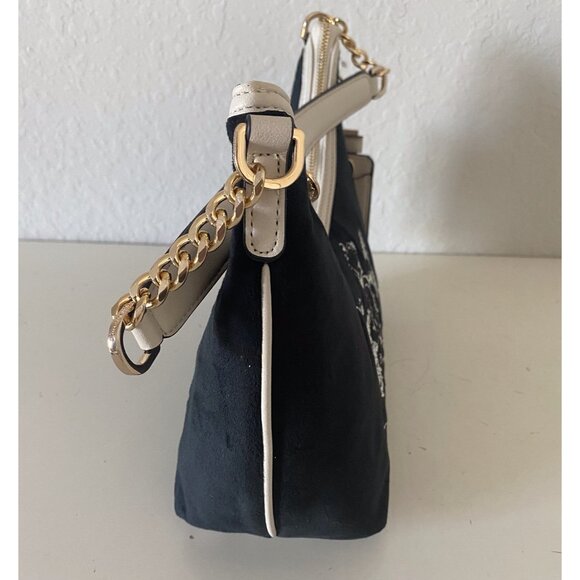 Juicy Couture Classic Scottie Dogs Hobo Bag Liquorice Black White Velvet NEW - Picture 9 of 14